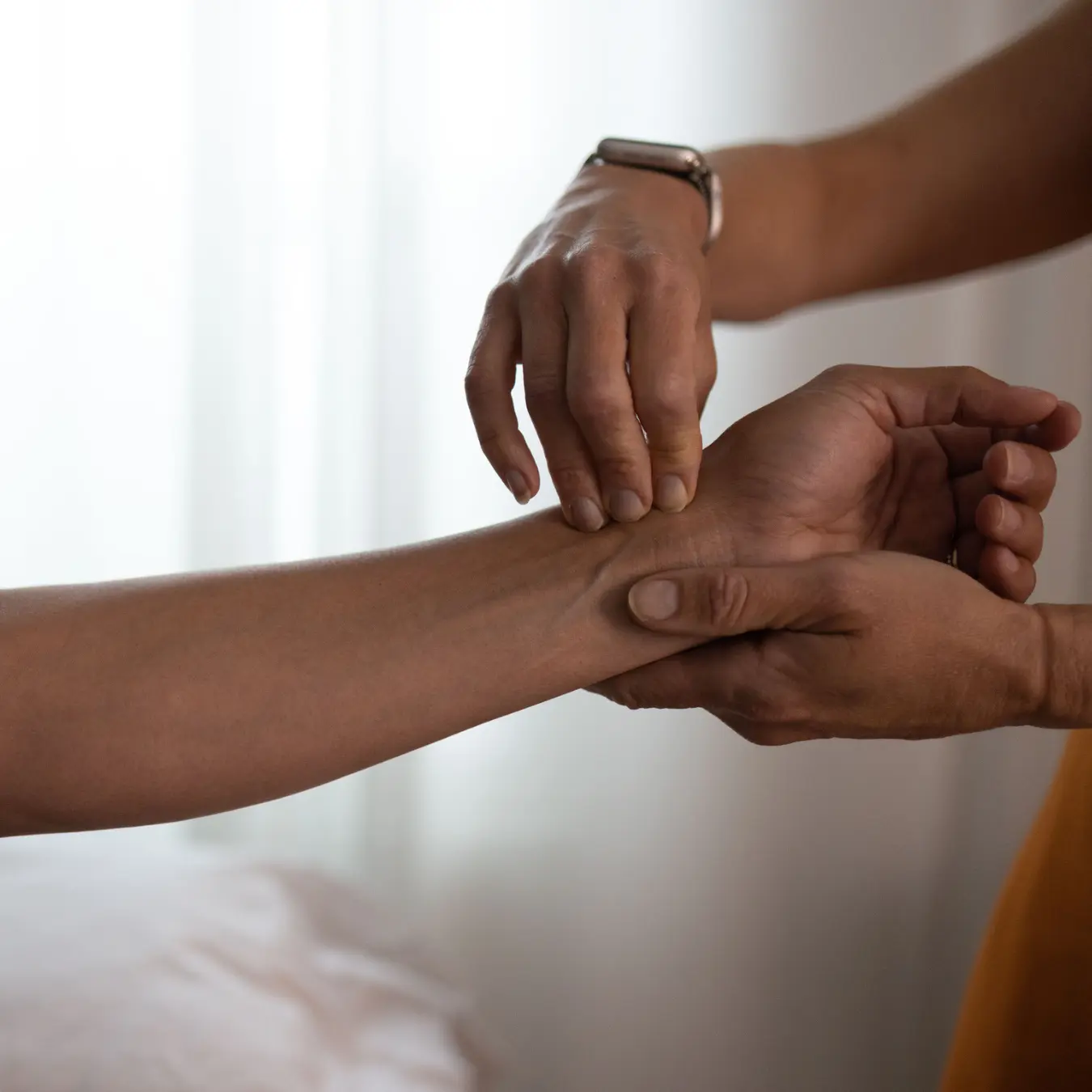 Close-up of hand acupuncture point treatment for PCOS support